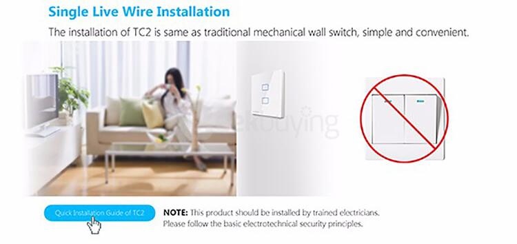 Broadlink TC2 Wifi 3 Gangs Touch Switch Panel Remote Control Light Controller - UK Standard