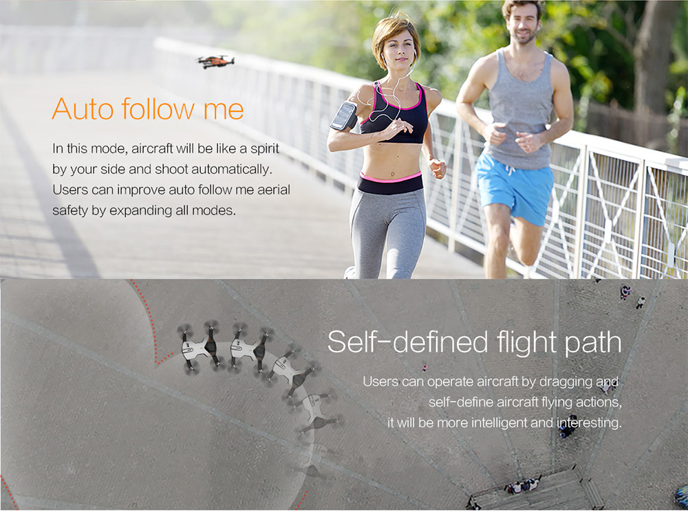 Wingsland S6 Pocket Selfie Drone FPV 4K UHD Camera GPS Obstacle Avoidance RC Quadcopter- Orange