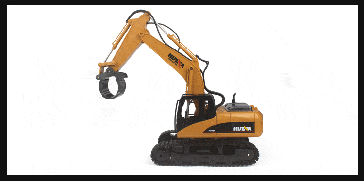 HuiNa Toys NO.570 2.4G 16CH 1/12 RC Excavator Metal Charging RC Car Toys
