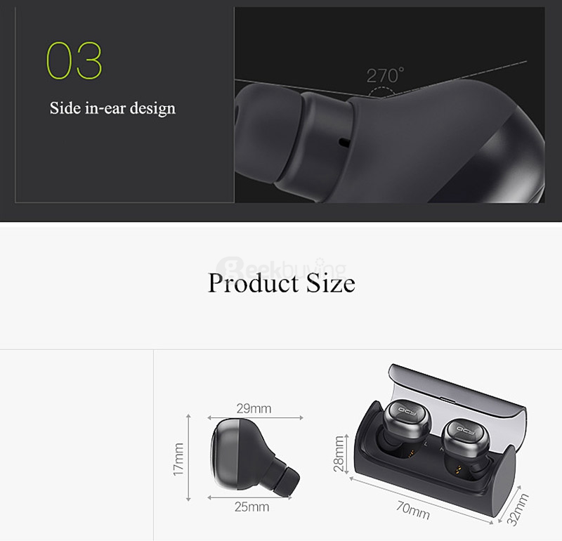 QCY Q29 Mini Wireless Bluetooth 4.1 Dual Earphones With MIC Charging Box - Black