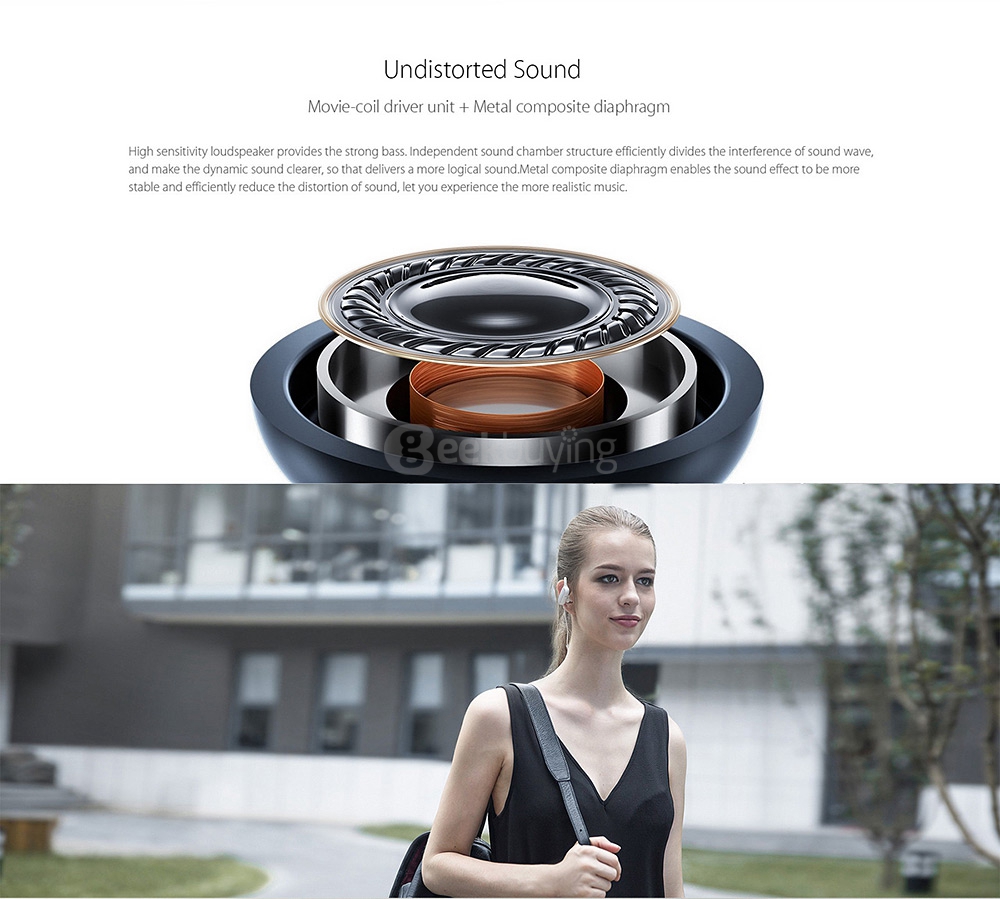 Original Xiaomi Wireless Bluetooth 4.1 Music Sport Earbuds Ear-hook Design IPX4 Waterproof Wired Control - Black