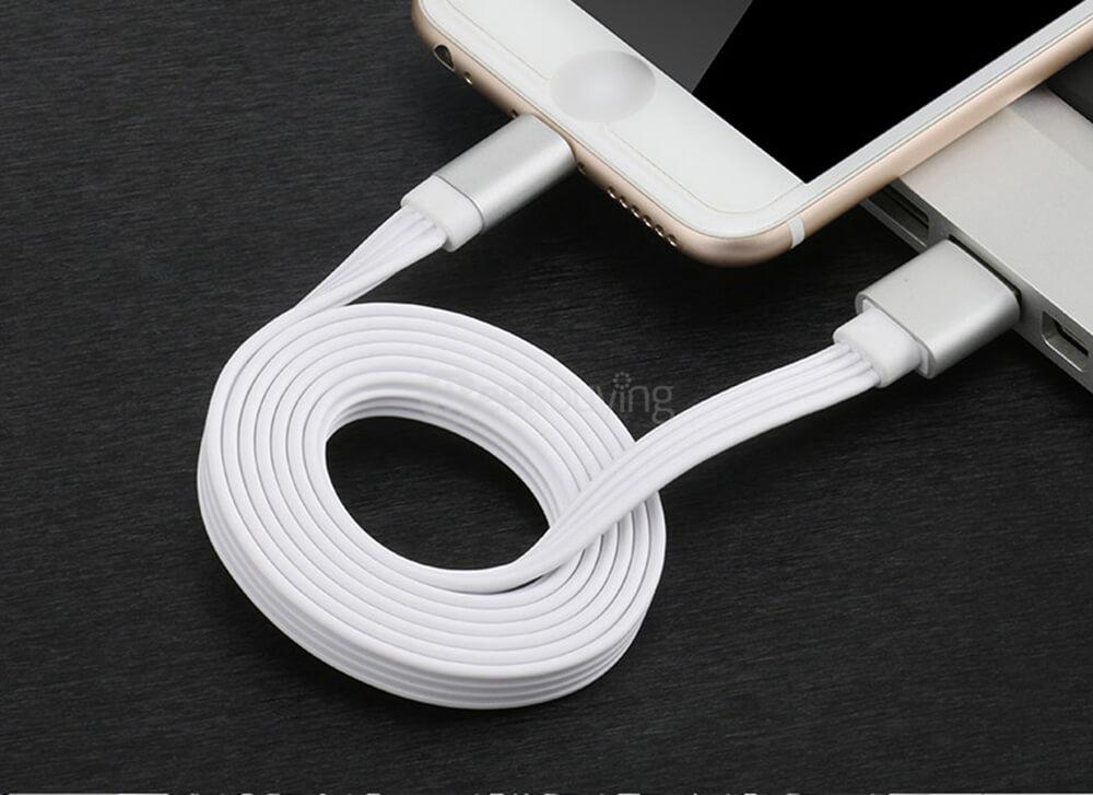 USAMS Yuet Series 8Pin Charging Cable 1 Meter Data Transfer Line Easy Storage Compatible For Apple Devices - White