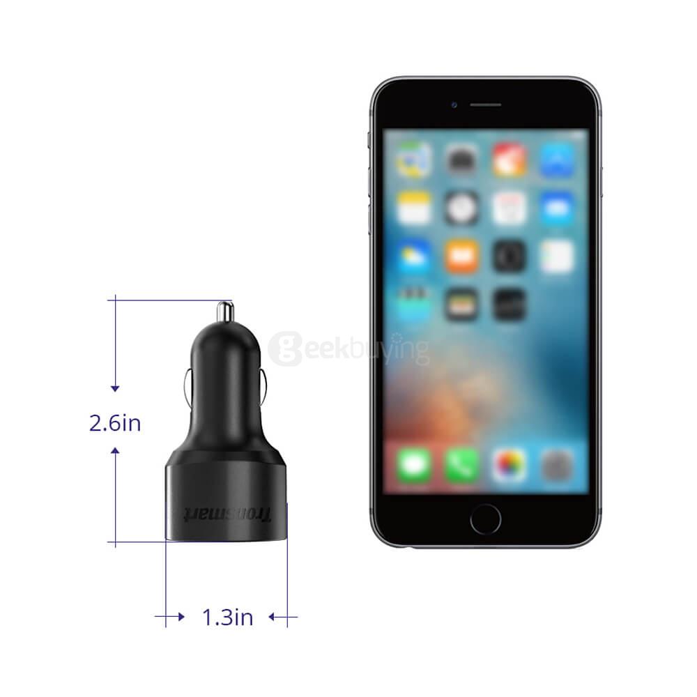 Tronsmart 42W USB-C 2-Port Car Charger with Power Delivery for Google Pixel/Pixel XL MacBook 2016 Model iPad Pro and VoltiQ for iPhone Samsung & More