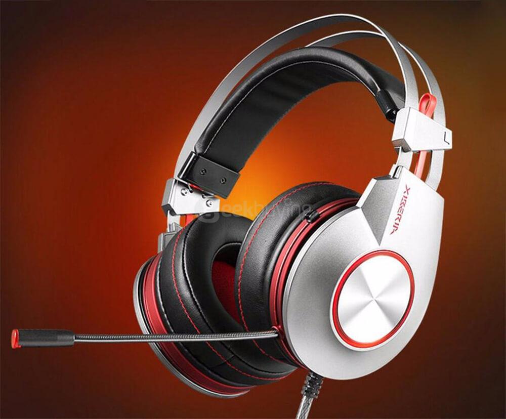 XIBERIA K5U Super Stereo Bass USB7.1 LED Gaming Headsets With Microphone for Computer PC Gamers - Gray