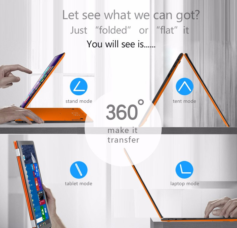 Voyo VBook V3 Ultrabook 13.3 inch Dual OS Windows 10 + Android5.1 4GB/64GB Intel Atom X5 Z8350 Quad Core 1.92GHz IPS 1920*1080 - Orange