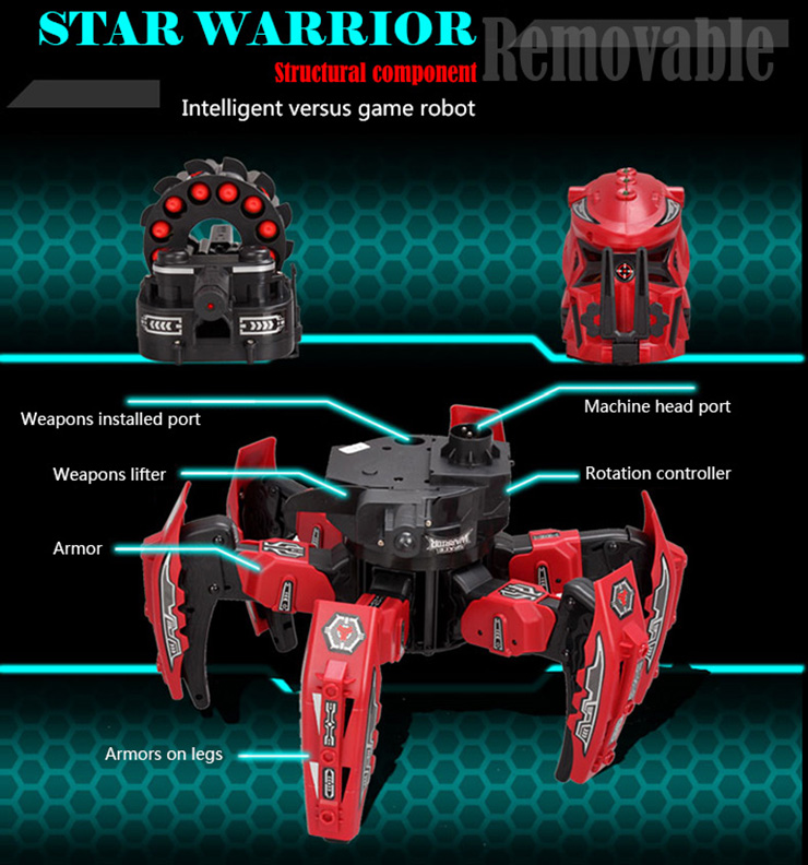 2.4G Smart RC Robot Intelligent Space Armor Warriors Six-legged Spider Robot DIY Hoodle - Blu6