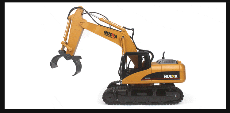 HuiNa Toys NO.570 2.4G 16CH 1/12 RC Excavator Metal Charging RC Car Toys