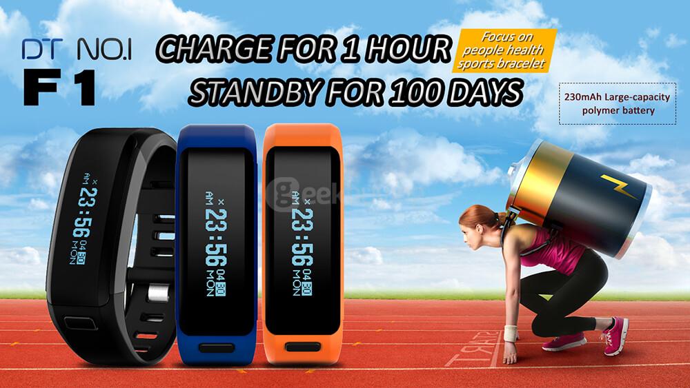 NO.1 F1 Heart Rate Monitor Smart Bracelet Bluetooth 4.0 Sport Fitness Tracker IP68 Waterproof for Android iOS - Orange
