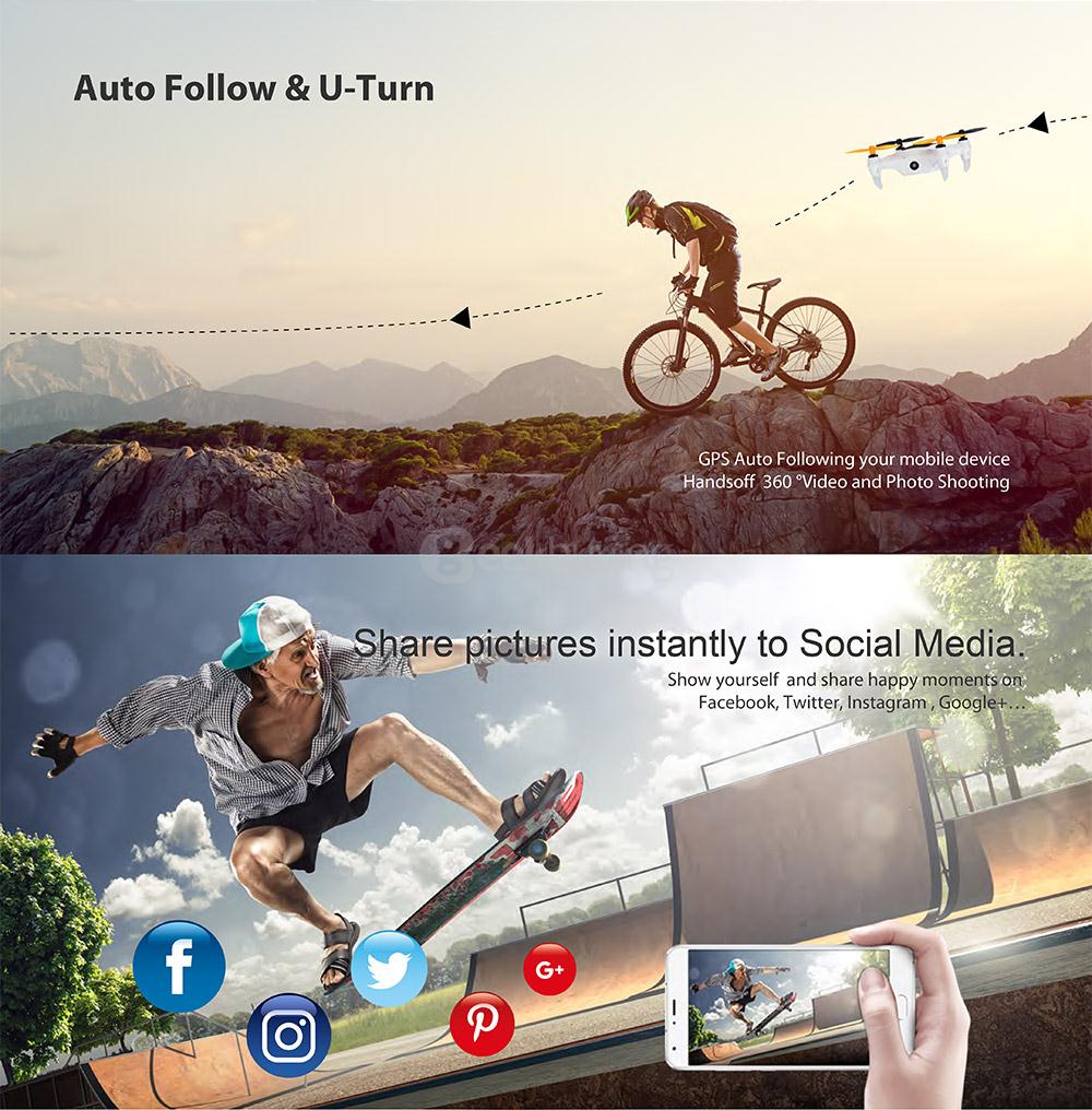 Onagofly 1 Plus Selfie Smart Nano Drone Wifi FPV With 13MP HD Camera GPS RC Quadcopter-Black