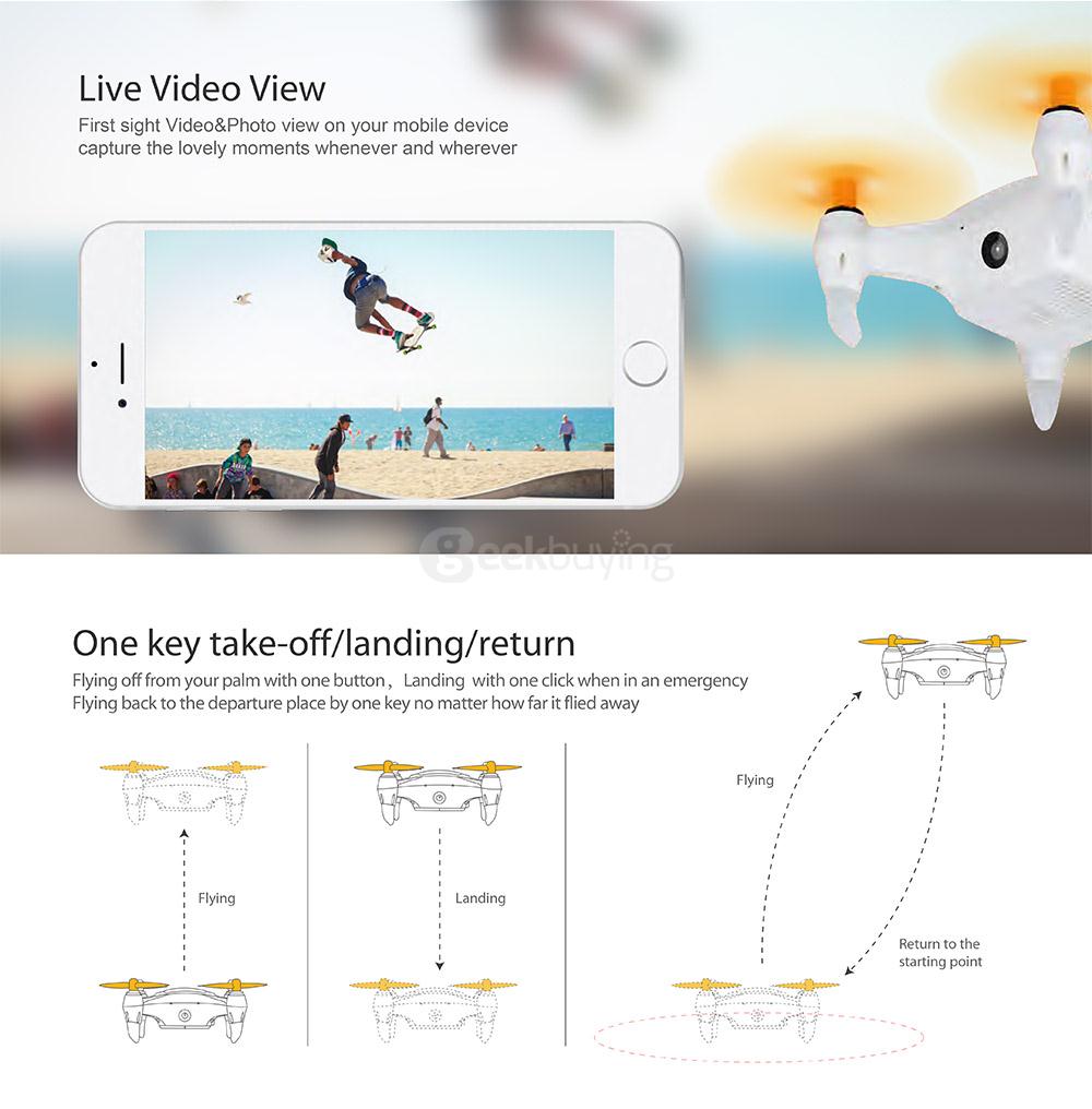 Onagofly 1 Plus Selfie Smart Nano Drone Wifi FPV With 13MP HD Camera GPS RC Quadcopter-Black