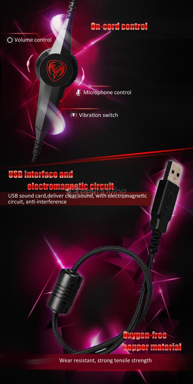 Somic G941 Over-ear Wired Gaming Headsets with MIC Virtual 7.1 Surround Sound Smart Vibration USB Plug - Black