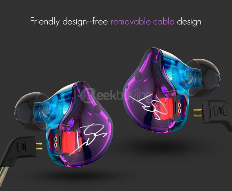 Original KZ ZST Pro Dynamic HiFi Bass Music Sport In-Ear Earphones with MIC Hybrid Driver - Colorful