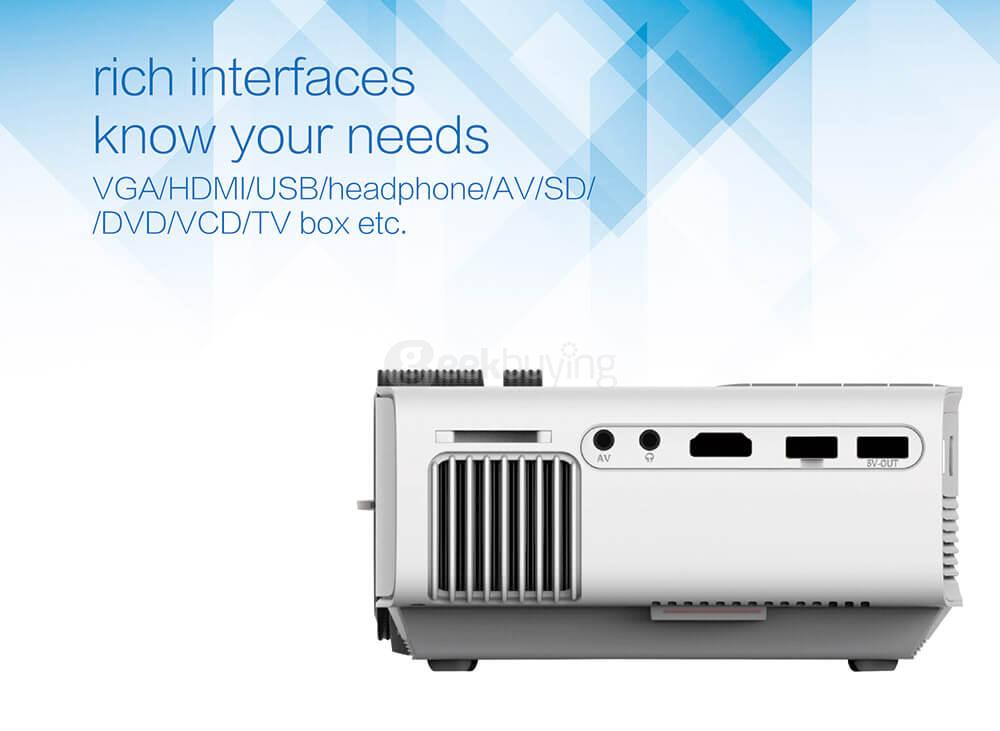 YG-400 Mini LED Projector 1000 Lumens 800*480 Pixel Home Theater PC Support 1080P USB HDMI AV CVBS - White