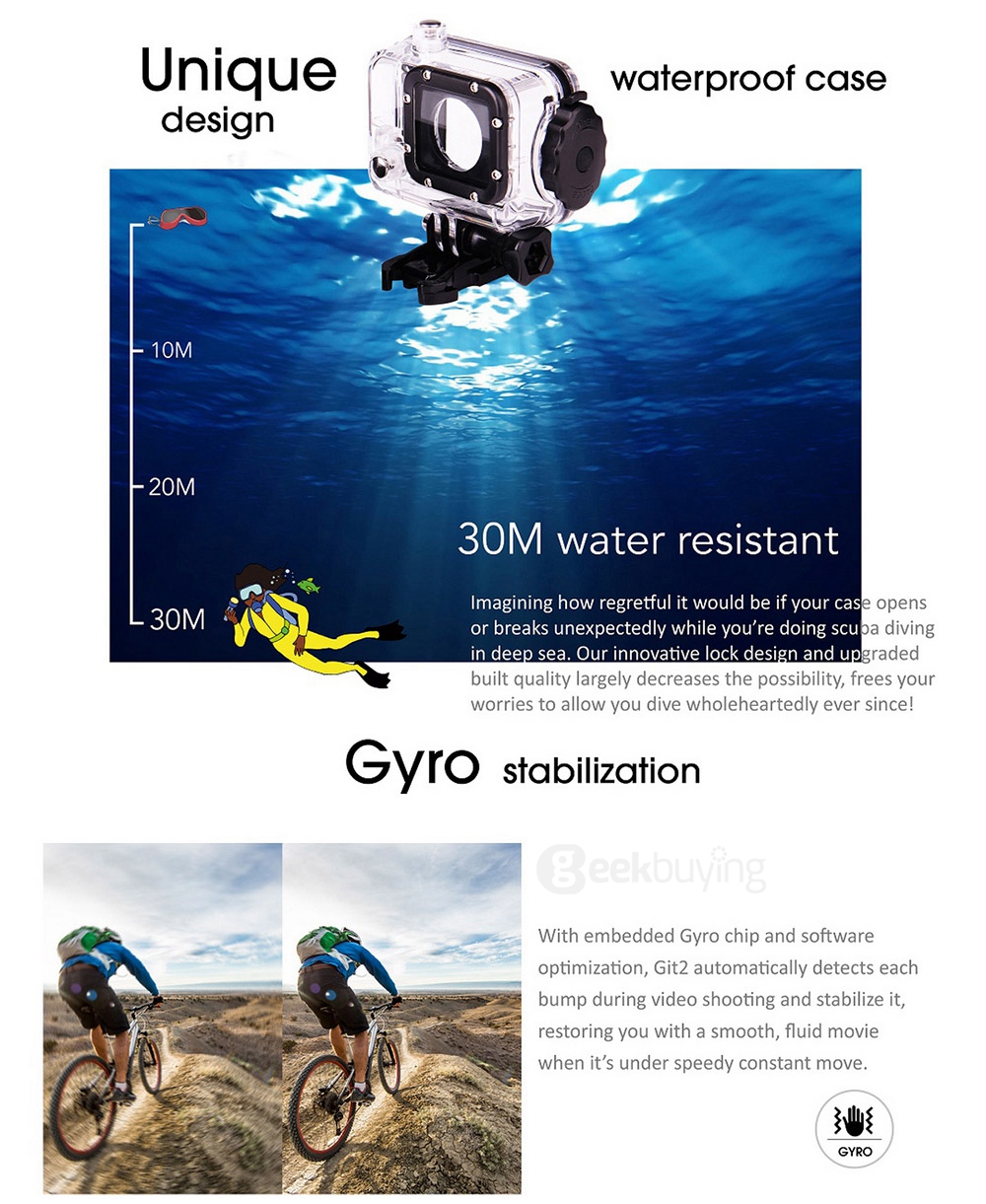 GitUp Git2 2K WiFi Action Camera 1440P 1.5