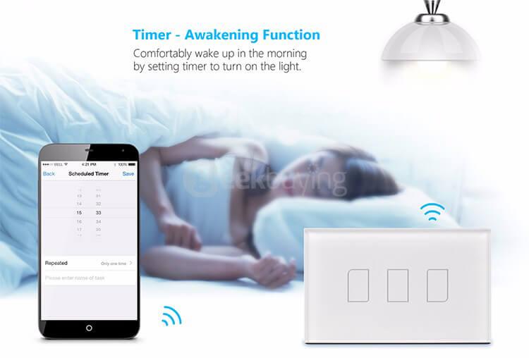 Broadlink TC2 Wifi 3 Gangs Touch Switch Panel Remote Control Light Controller - US(HV) Standard (110V-150V)