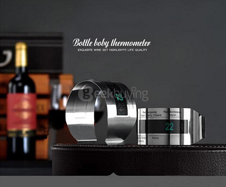 Stainless Steel Wine Bracelet Thermometer Creative Wine Thermometer with LCD