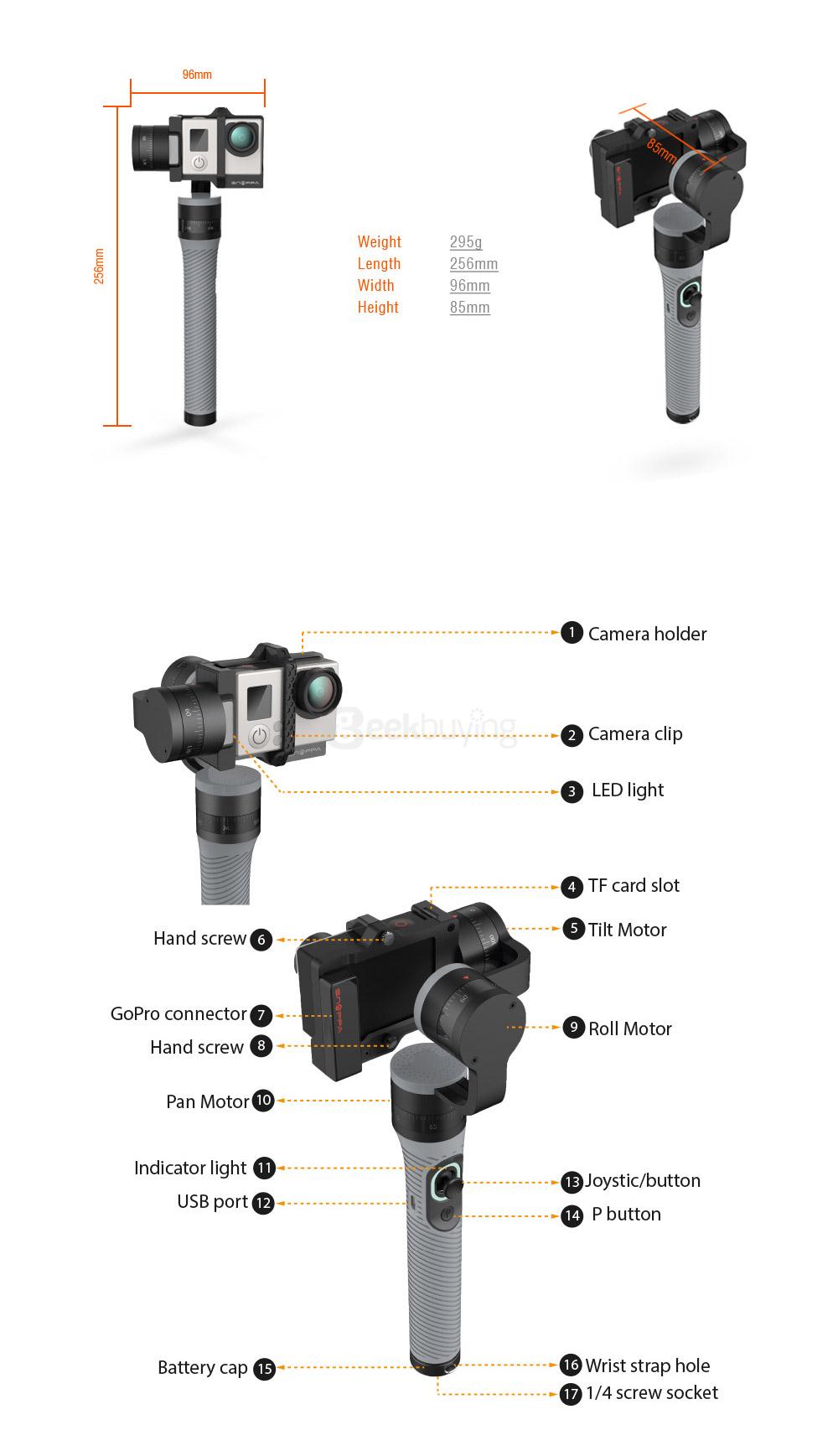 Original Snoppa SnoppaGo 3-Axis Handheld Gimbal for GoPro Hero4/3+/3 XiaoyiYI Action Cameras