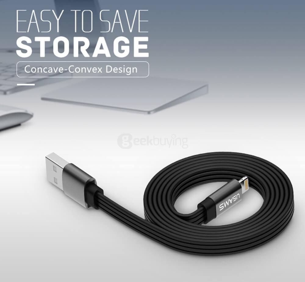 USAMS Yuet Series 8Pin Charging Cable 1 Meter Data Transfer Line Easy Storage Compatible For Apple Devices - White