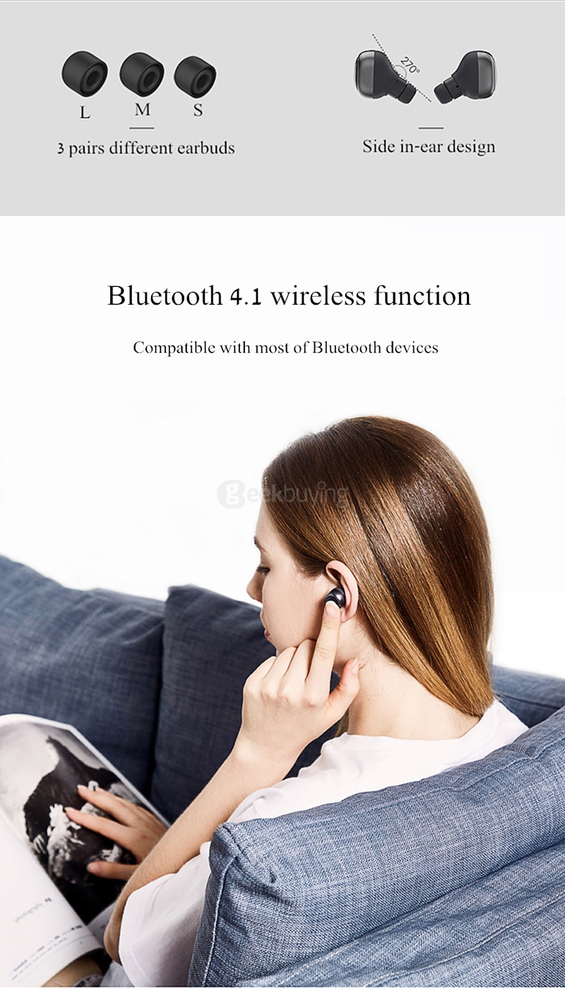 QCY Q29 Mini Wireless Bluetooth 4.1 Dual Earphones With MIC Charging Box - Black