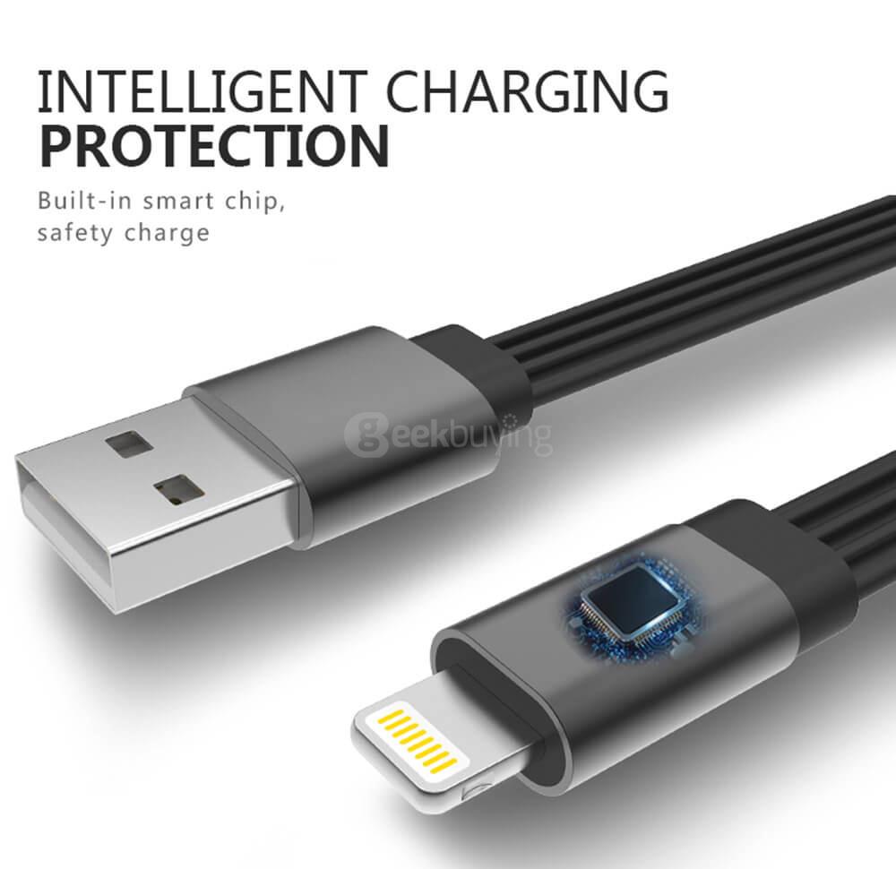 USAMS Yuet Series 8Pin Charging Cable 1 Meter Data Transfer Line Easy Storage Compatible For Apple Devices - White