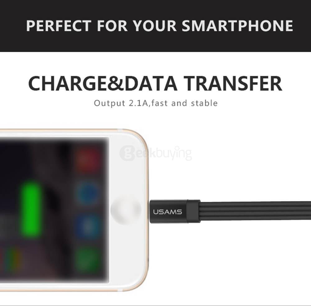 USAMS Yuet Series 8Pin Charging Cable 1 Meter Data Transfer Line Easy Storage Compatible For Apple Devices - White