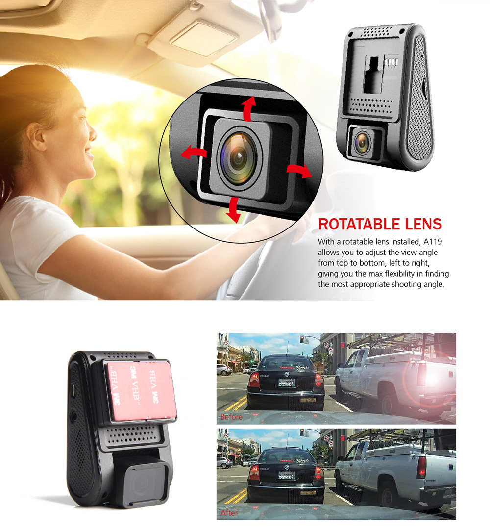 VIOFO A119 2.0 Inch LCD 1440P Novatek 96660 OV4689 Sensor 160 Degree Safe Capacitor Car Camera with GPS Function - Black