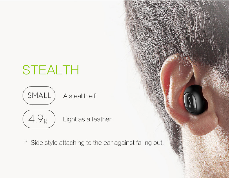 QCY Q26 Mini Wireless In-ear Bluetooth 4.1 Earphone Handsfree Stereo Music Sport Driving Earbud With Microphone - Black