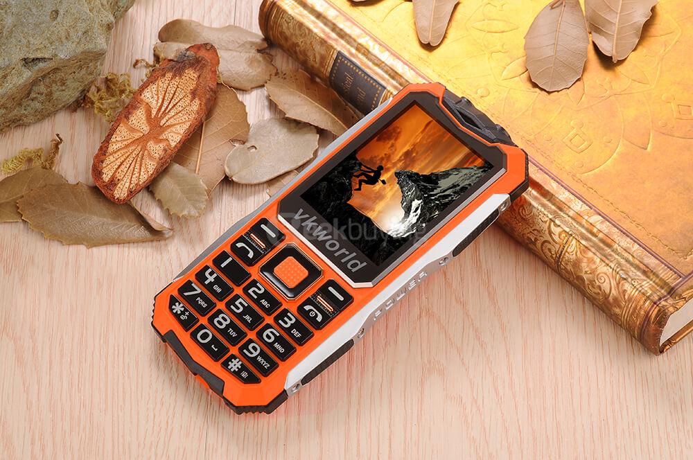 VKworld Stone V3S Rugged Phone Daily Waterproof Dustproof Shatterproof 2200mAh Long Standby BOX Speaker Dual LED Lights - Orange
