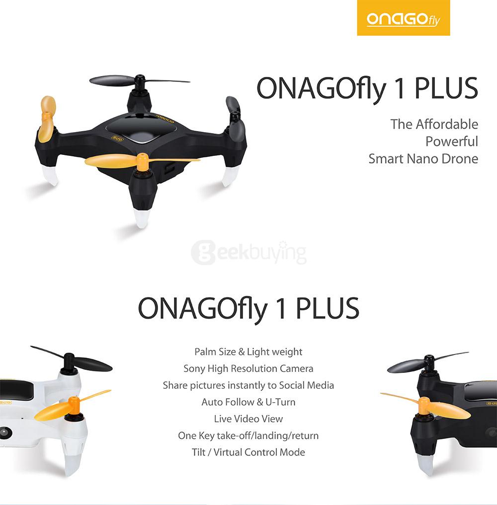 Onagofly 1 Plus Selfie Smart Nano Drone Wifi FPV With 13MP HD Camera GPS RC Quadcopter-Black