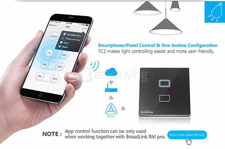 Broadlink TC2 Wifi 3 Gangs Touch Switch Panel Remote Control Light Controller - UK Standard