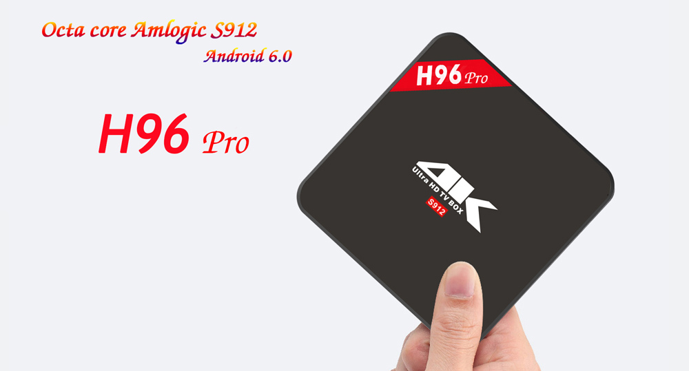 Bundle H96 Pro Amlogic S912 Android 6.0 Marshmallow 4K 60FPS TV BOX + Rii i8+ 2.4G Wireless Israel Hebrew Language Keyboard Black