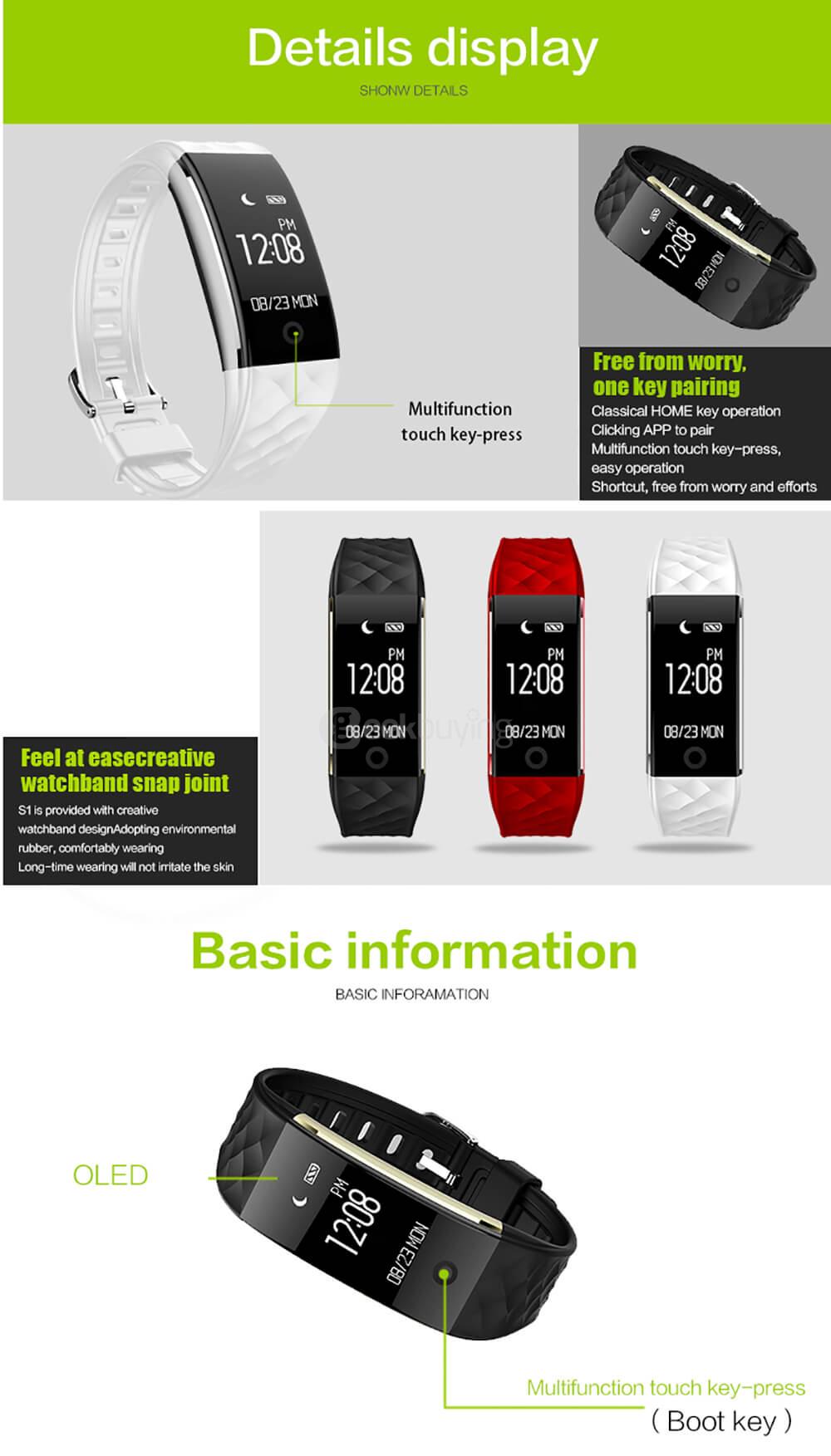 Makibes S2 Bluetooth 4.0 Smart Bracelet Heart Rate Monitor Multi-sport Tracker GPS Movement Information Push IP67 Waterproof For Android iOS - White