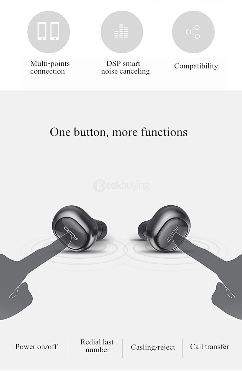 QCY Q29 Mini Wireless Bluetooth 4.1 Dual Earphones With MIC Charging Box - Black