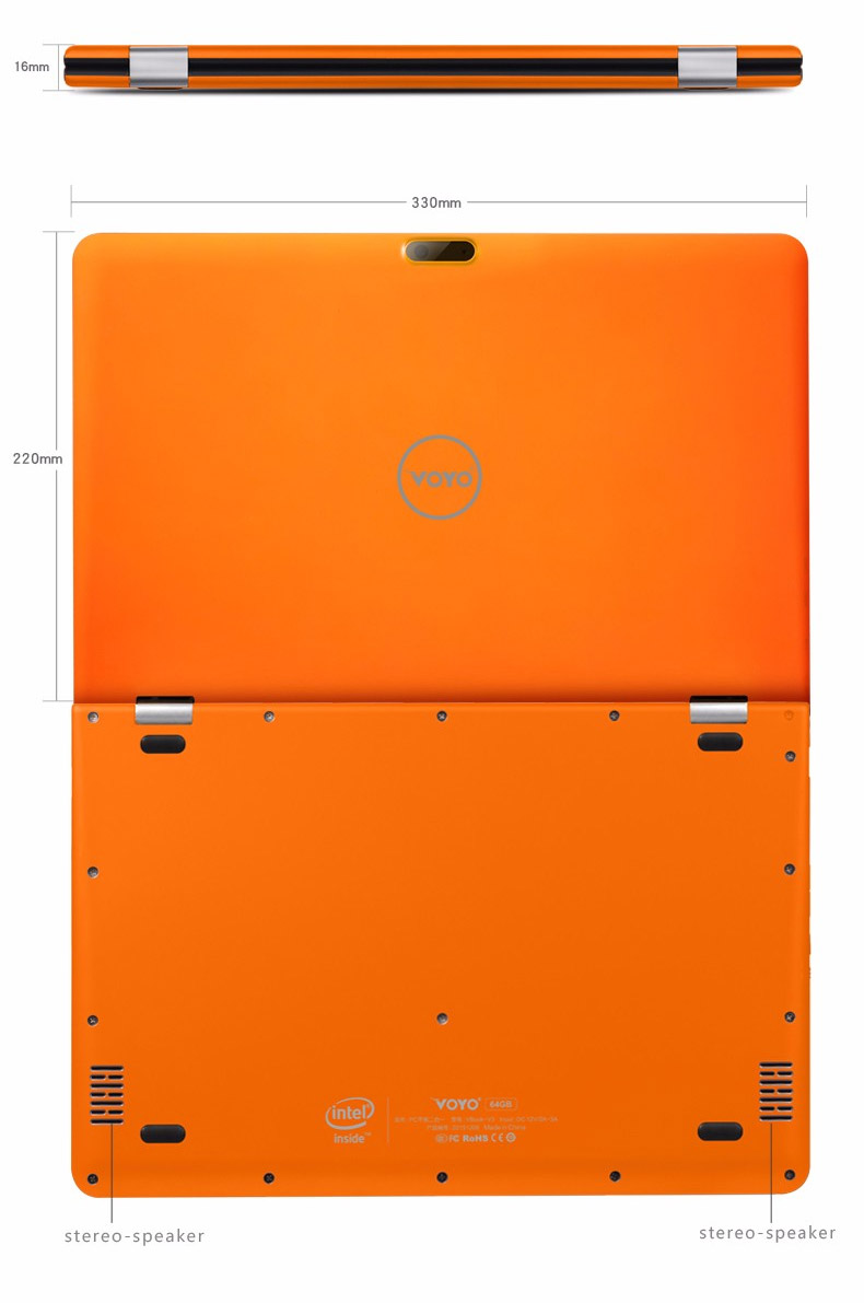 Voyo VBook V3 Ultrabook 13.3 inch Dual OS Windows 10 + Android5.1 4GB/64GB Intel Atom X5 Z8350 Quad Core 1.92GHz IPS 1920*1080 - Orange