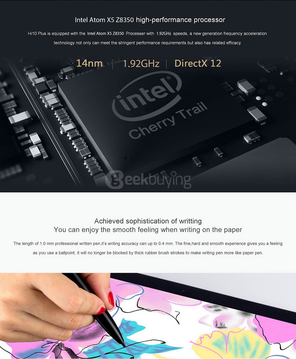 CHUWI Hi10 Plus Tablet PC Dual OS Windows 10 + Android 5.1 10.8 inch Intel Atom X5 Z8350 Quad Core 1.92GHz 4GB/64GB IPS 1920*1280 Type-C - Gray