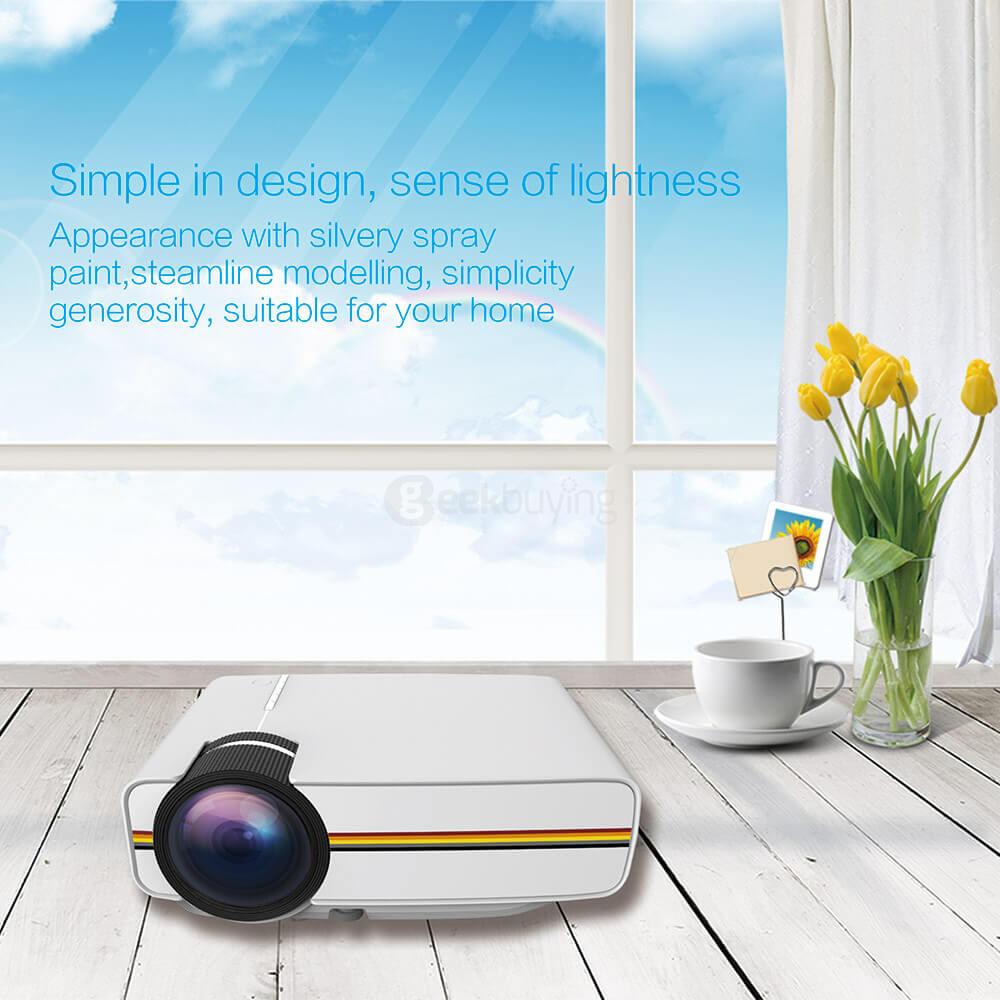 YG-400 Mini LED Projector 1000 Lumens 800*480 Pixel Home Theater PC Support 1080P USB HDMI AV CVBS - White