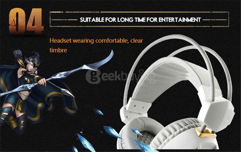 Xiberia V3+ Over-ear Gaming Headsets With Microphone 3.5mm USB Headphones For Computer PC Gamer - White