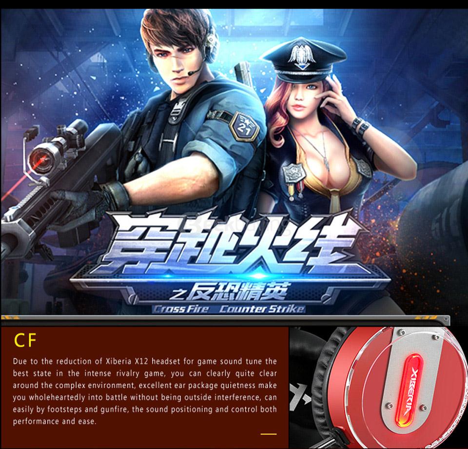 Xiberia X12 Over-ear USB Gaming Headsets Noise Canceling Surrounded Sound Luminous LED Light Headphones with Mic - Red