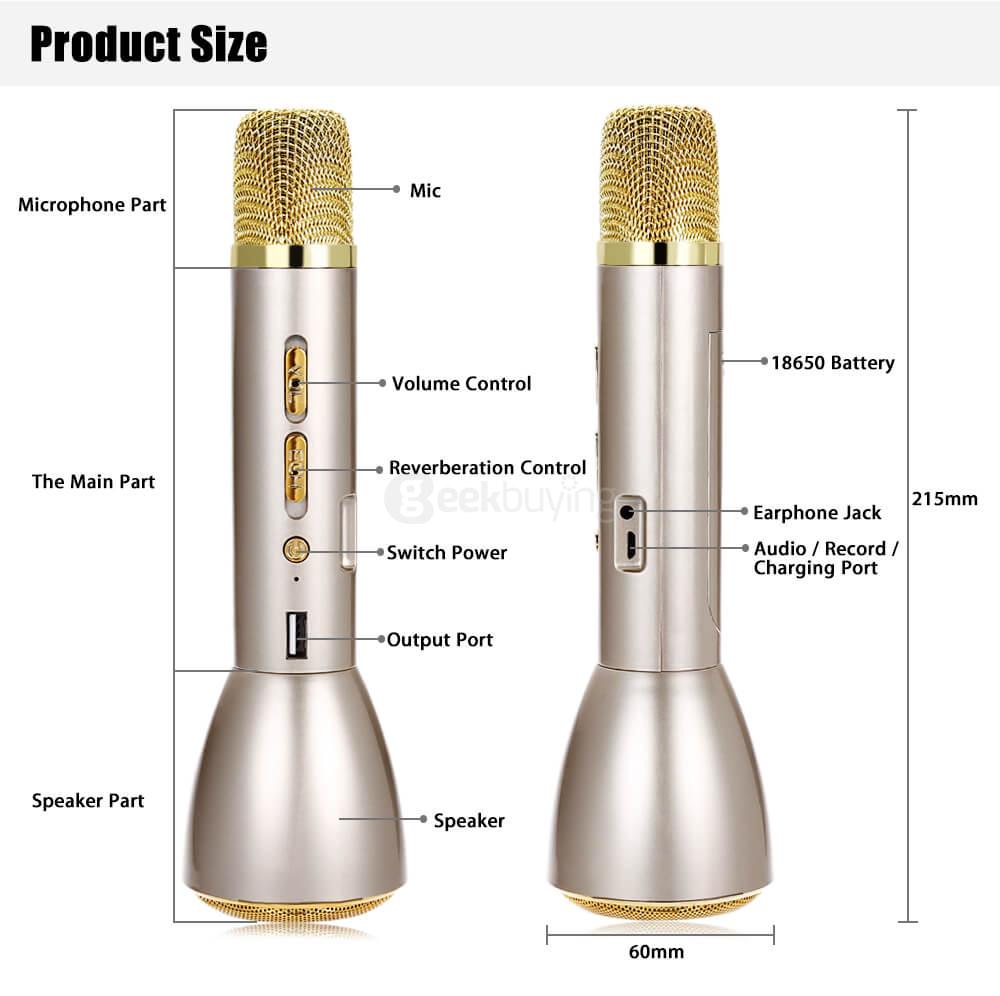 K088 Wireless Bluetooth Microphone Speaker Mini Handheld Portable Microphone - Pink