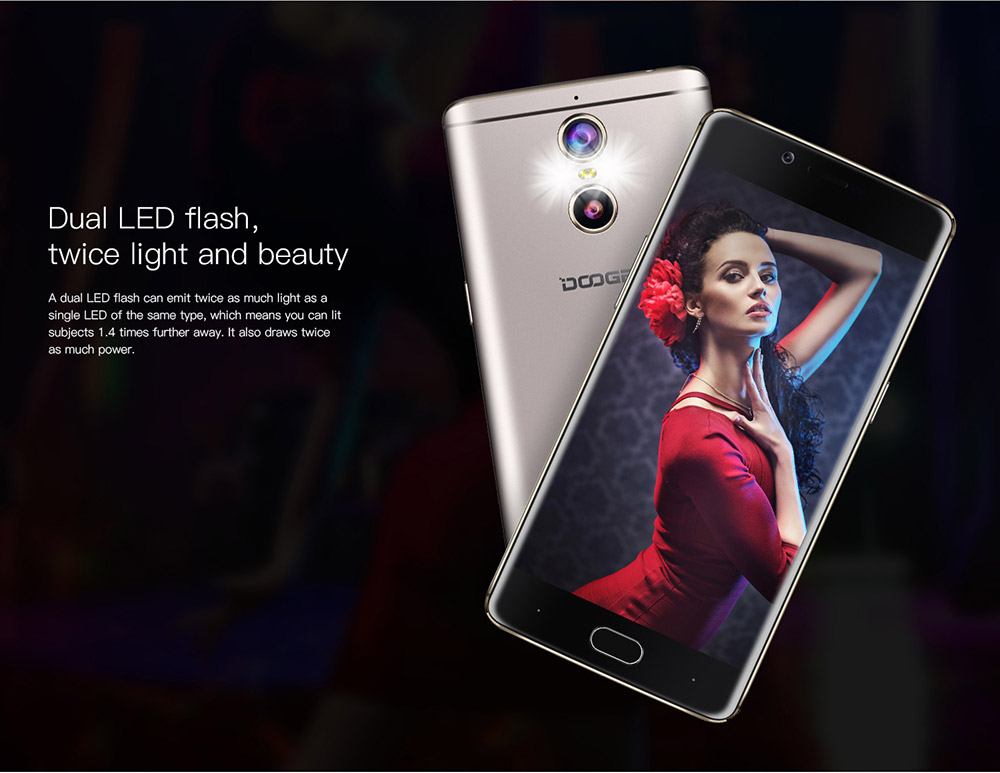 DOOGEE Shoot 1 5.5inch FHD Android 6.0 Dual Rear Cameras 13.0MP+8.0MP Front Touch ID Smartphone MT6737T Quad Core 1.5GHz 2GB RAM 16GB ROM - Black
