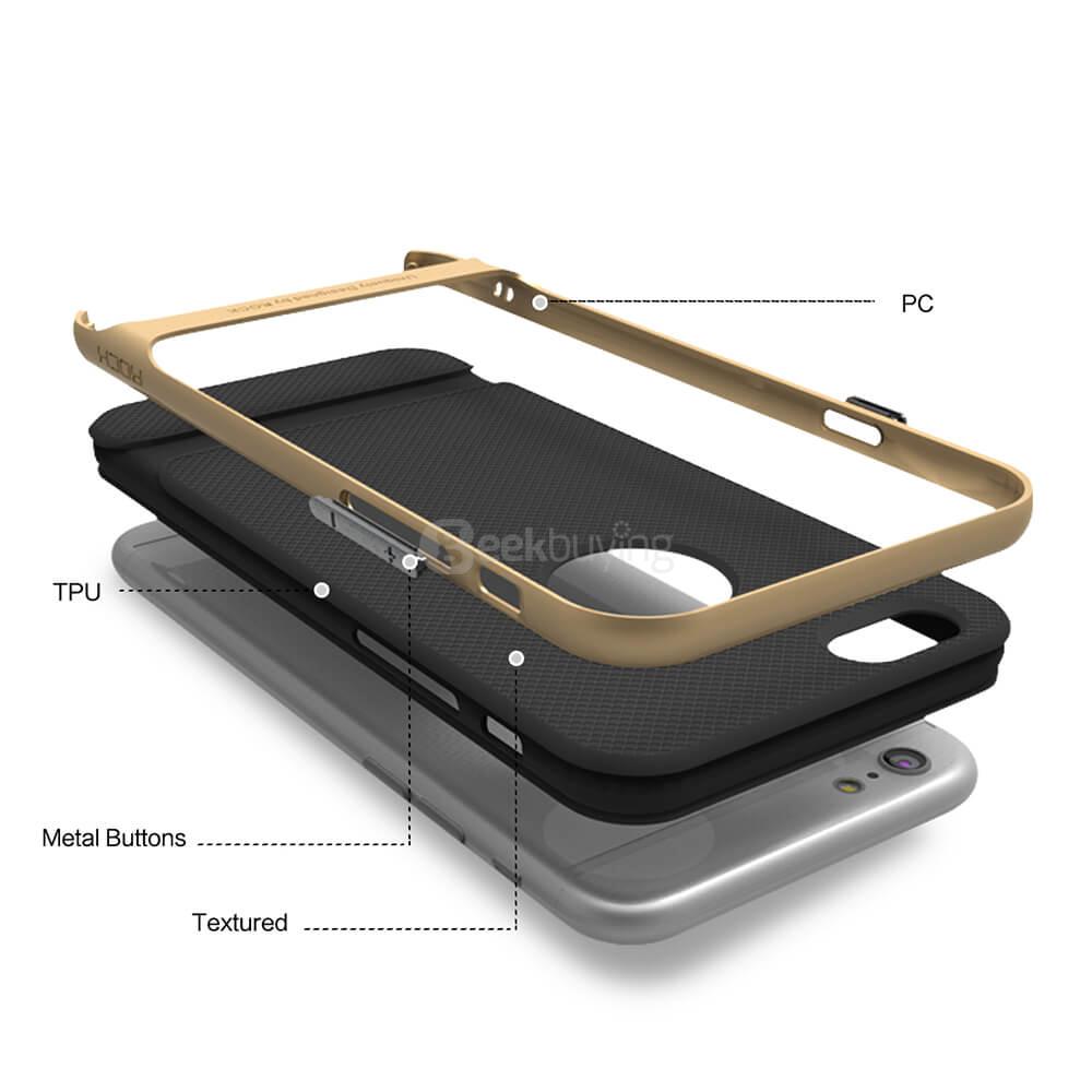 ROCK Royce Series Phones Protective Shell TPU Back Cover With PC Edge Anti-scratch Phone Case For iPhone 6Plus/6S Plus - Gold
