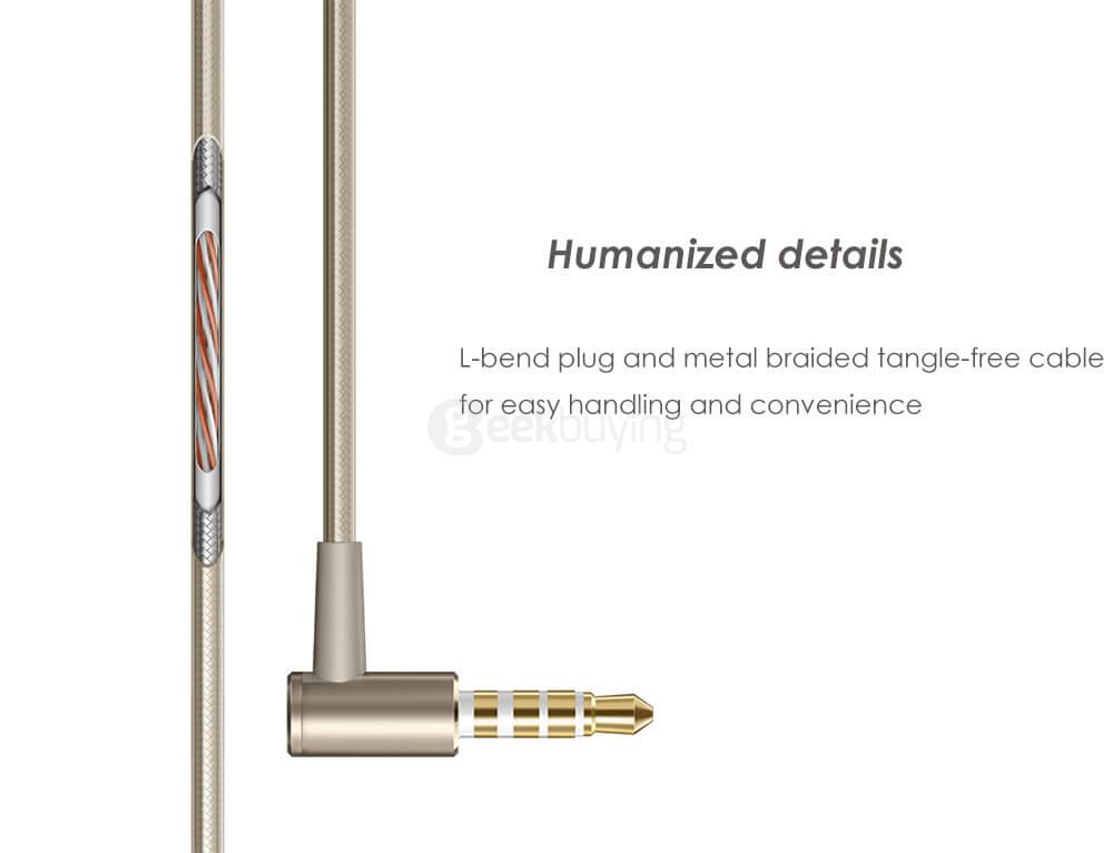 Huawei AM185 Active Noise Cancelling In-ear Earphones with MIC / Wired Control / Hybrid Dual Drivers - Gold