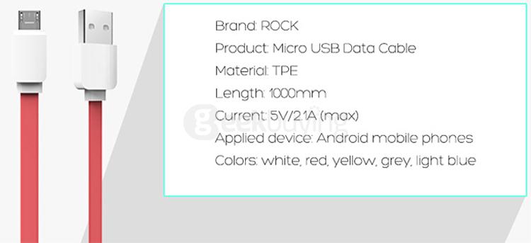 ROCK C2 Micro Data Charging Cable 1M With Cable Tie High Quality Fast Charging -White