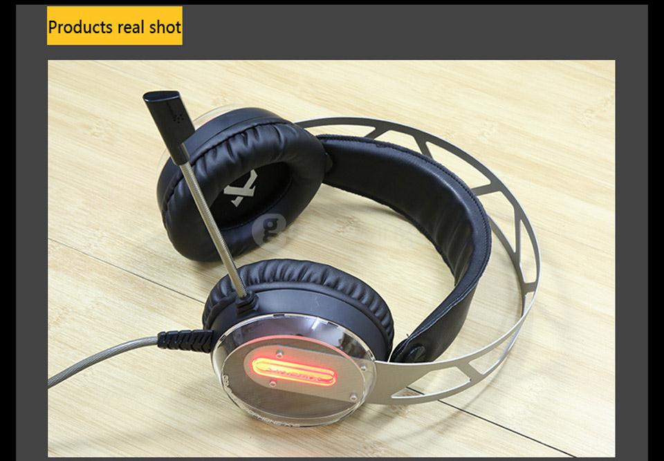 Xiberia X12 Over-ear USB Gaming Headsets Noise Canceling Surrounded Sound Luminous LED Light Headphones with Mic - Red