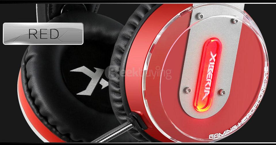 Xiberia X12 Over-ear USB Gaming Headsets Noise Canceling Surrounded Sound Luminous LED Light Headphones with Mic - Red