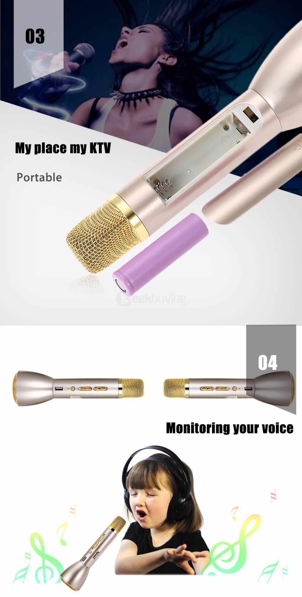 K088 Wireless Bluetooth Microphone Speaker Mini Handheld Portable Microphone - Pink