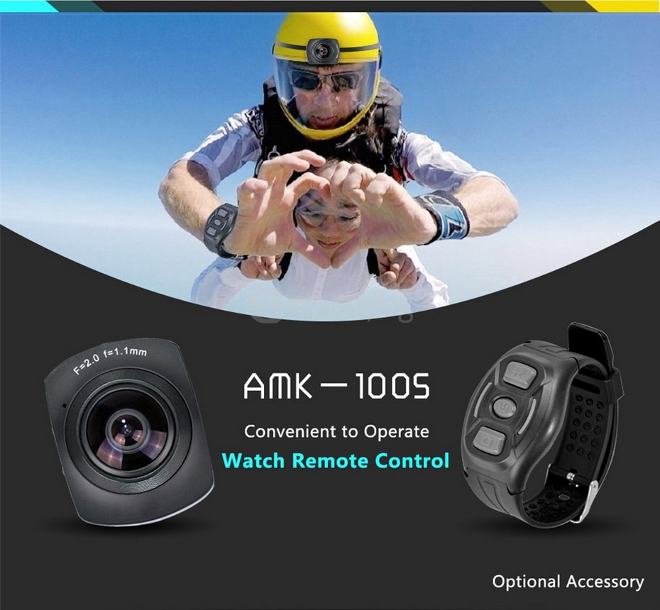 AMKOV AMK100S 360 Degrees Panoramic Camera Mini VR Camera 1440P 30fps 8.0MP CMOS Sports Camera