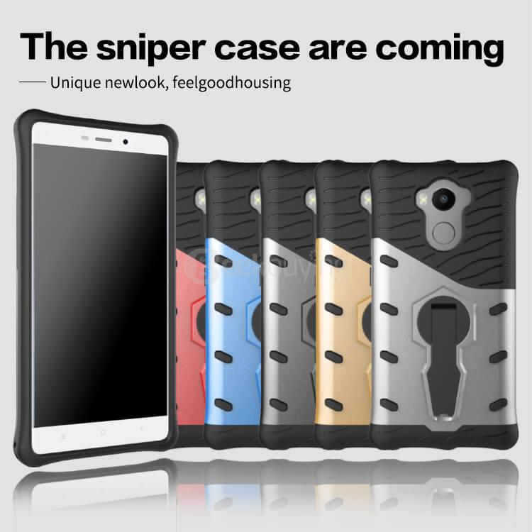 Armour Series Protective Phone Case 360 Degree Rotating Bracket Stand Cover For Xiaomi Redmi 4/4 Pro- Blue