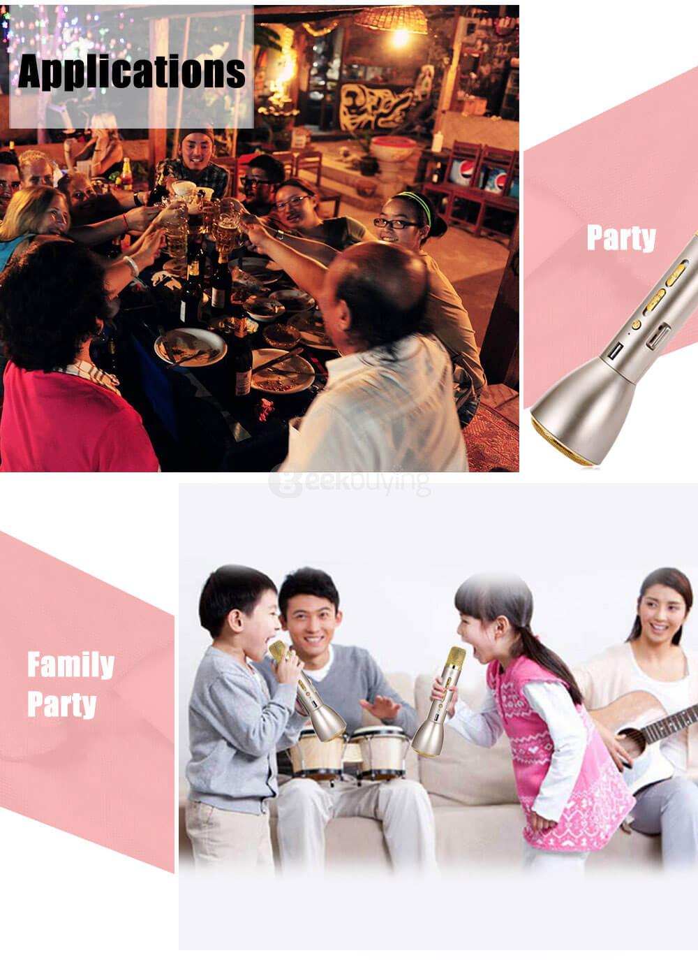 K088 Wireless Bluetooth Microphone Speaker Mini Handheld Portable Microphone - Pink