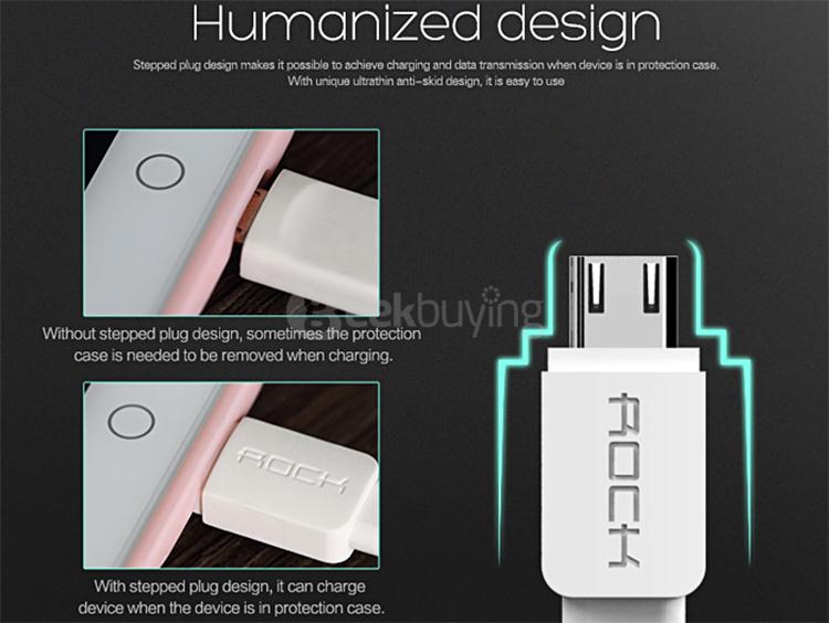 ROCK C2 Micro Data Charging Cable 1M With Cable Tie High Quality Fast Charging -White